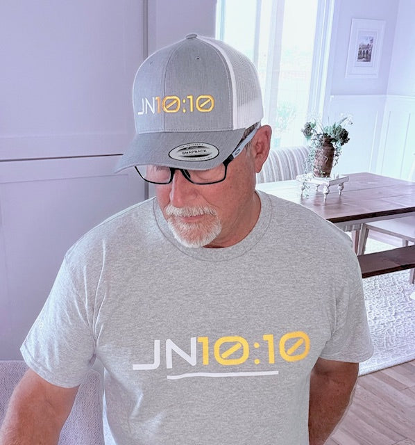 JN10:10 (John 10:10) Sport Grey White/Yellow Printed Unisex Classic Tee
