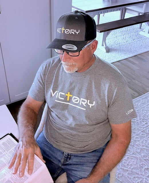 ViCtORY Cross Dark Heather Gray White/Yellow Embroidered Trucker Cap
